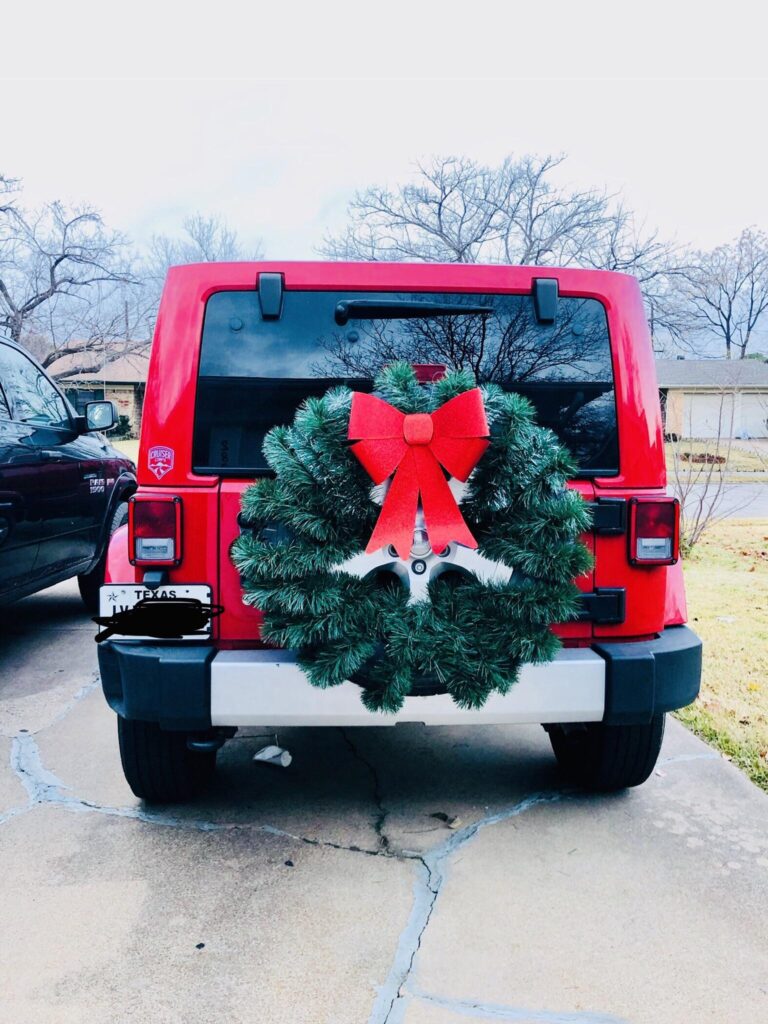 Christmas Wreath for Jeep Spare Tire