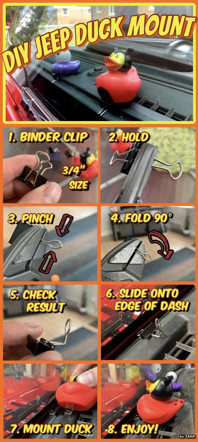 How to Attach Ducks to Jeep Dash