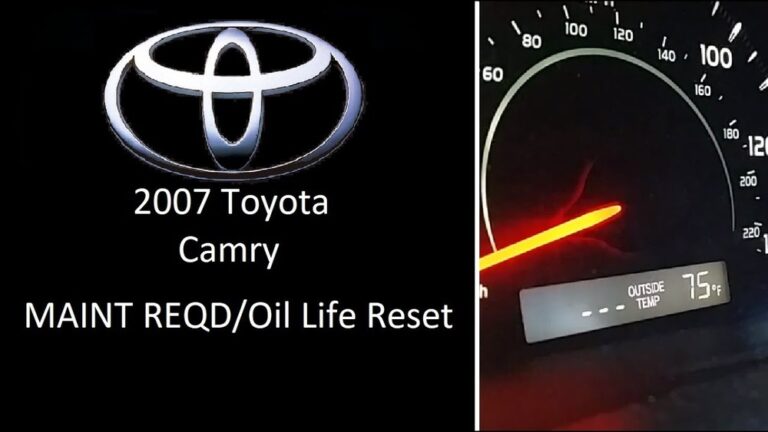 How Do You Reset Maintenance Light on 2007 Toyota Camry